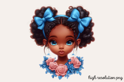 Cute Black Girl with Flower Clipart PNG Product Image 1