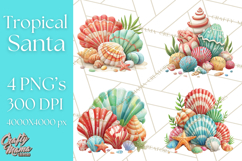 Tropical Santa Clipart Beach Christmas Clip Art Holiday PNG Product Image 1
