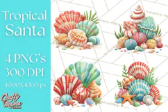 Tropical Santa Clipart Beach Christmas Clip Art Holiday PNG Product Image 1