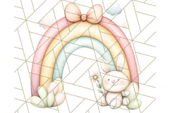 Pastel Plushie Rainbow Clipart PNG, Nursery Baby Animals Png Product Image 3
