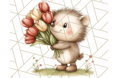 Cute Animals with Tulips PNG, Spring Flower Clipart Download Product Image 3