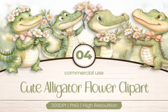 Cute Alligator Flower Clipart PNG Product Image 1