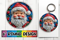 Holiday 3D Santa Claus Keychain Round Design PNG Product Image 1