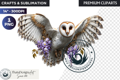 Floral Owl Fantasy clipart, Botanical and Wildlife Graphics Product Image 1