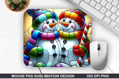 Snowman Mouse Pad Sublimation, Christmas Mouse Pad PNG Product Image 1