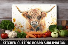 Highland Cow With Sunflowers Cutting Board Product Image 1