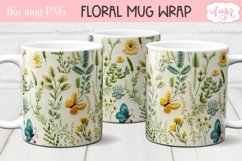 3D embroidery mug wrap design sublimation PNG for spring Product Image 2