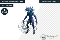 Halloween Acid Monster Clipart PNG Neon Fantasy Character Product Image 1