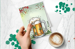 Irish Beer Mug with Clover Greeting Card PNG Sublimation Des Product Image 1