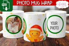 Christmas photo mug wrap PNG, Christmas gingerbread man png Product Image 1
