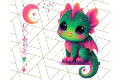 Cute Fantasy Dragon Clipart PNG, Bold Baby Dragon Clip Art Product Image 3