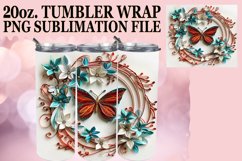 3D Floral Spring Tumbler Wrap - 20oz Butterfly Art Product Image 1