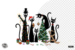 Whimsical Christmas Cats Clipart Product Image 1