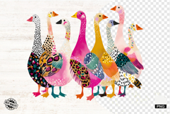 Colorful Goose Png Sublimation - Cute Geese Png Product Image 1