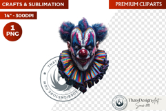 Horrific Evil Clown Clipart - Halloween Creepy Circus PNG Product Image 1
