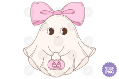 Coquette Girly Halloween Pumpkin Pink Bow Clipart PNG Bundle Product Image 18