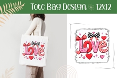 Love Illustration, Cartoon Love Hearts Tote Bag Design Product Image 1