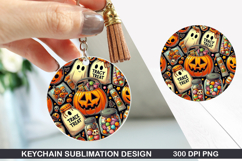 Pumpkin Keychain Sublimation - Halloween Keychain PNG Product Image 1