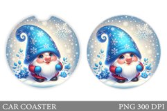 Cute Gnome Car Coaster. Christmas Car Coaster Sublimation Product Image 1