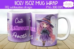 Cute Halloween princess mug wrap PNG Sublimation, witch PNG Product Image 2