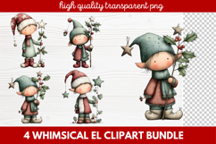 Whimsical Elf Clipart | Cute Christmas Elf PNG Illustration Product Image 1