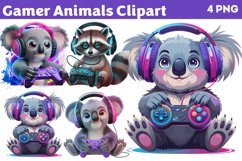Gamer Animals Clipart Bundle PNG Product Image 2