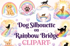 Dog Silhouette Rainbow Bridge Clipart PNG | Pet Memorial Product Image 1
