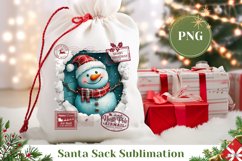 Watercolor Snowman Santa Sack, Cartoon Snowman PNG Product Image 1