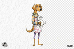 Whimsical Dog Mom With Puppy Clipart Product Image 1