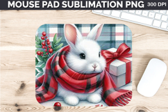 Watercolor Bunny Mouse Pad Sublimation - Christmas PNG Product Image 1
