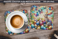 Bunny Coaster Sublimation, Easter Coaster PNG Design Product Image 1