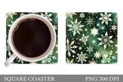 Snowflakes Coaster Sublimation. Winter Square Coaster Product Image 1