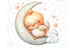 Sleeping Baby Animals PNG, Moon and Stars Nursery Clipart Product Image 2