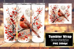 Christmas Tumbler Wrap | Watercolor Cardinal Bird 20oz Product Image 1