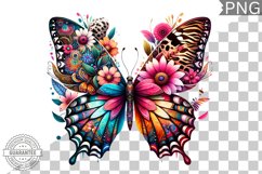 Vibrant Floral Butterfly Sublimation - Clipart PNG Design Product Image 1