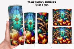 Pumpkins Skinny Tumbler 20oz Wrap Design, Halloween Tumbler Product Image 1