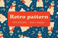 Blue Christmas pattern with Snowman |Retro Christmas pattern Product Image 1