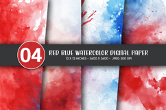Red Blue Watercolor Digital Paper Product Image 1