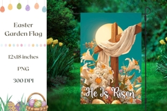 Christian Garden Flag Print, Floral Christian Cross PNG Product Image 1