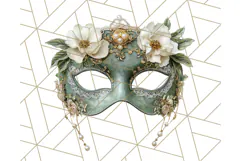 Vintage Garden Masquerade Floral Eye Mask PNG Clipart Product Image 3
