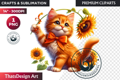 Cute Autumn Animals &amp; Sunflowers - Thanksgiving Clipart Product Image 1