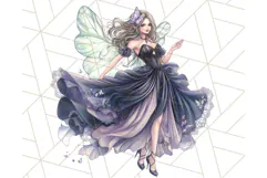Gothic Fairy & Potion Clipart, Dark Fantasy PNG Printable Product Image 3