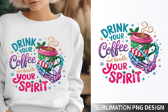 Drink your Coffee Sublimation Design - Funny Skeleton PNG Product Image 1