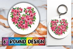 Sublimation Round Design with Spring Floral Heart PNG Product Image 1