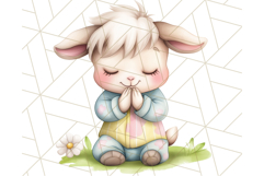 Praying Baby Animals in Pajamas Clipart, Sleepy Animal Png Product Image 3