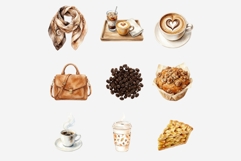Coffee Girl Autumn PNG Clipart Bundle, Fall Coffee Aesthetic Product Image 8