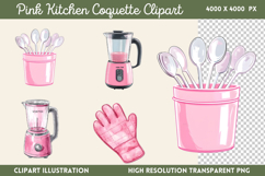 Pink Kitchen Coquette Kitchen Clipart PNG, Product Image 1