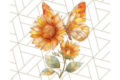 Stained Glass Butterfly and Sunflower PNG Clipart Product Image 3