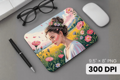 Afro Girl / Woman braided hair Mouse Pad, Black Queen PNG Product Image 1