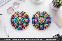 Flower Car coaster sublimation, Summer Coaster PNG Design Product Image 1